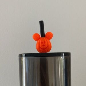 Mickey Mouse pumpkin 3D printed straw topper water cup accessory orange